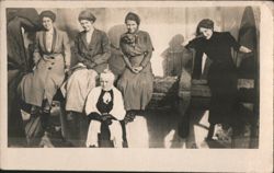 Six Women Posing Group Portrait Postcard