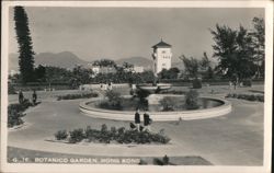 Botanico Garden, Hong Kong with Fountain & Tower Postcard