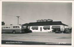 Orchard Inn with Coast Trailways Bus, Corning, CA Postcard