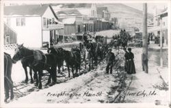 Freighting on Main St., Silver City, ID Postcard