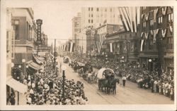 J.C. Penney Co. Parade, Horse-Drawn Wagons, Crowds Postcard