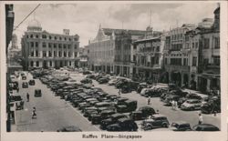 Raffles Place, Street Scene with Cars and Buildings Postcard
