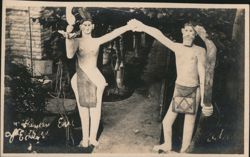 Adam et Eve Statues Dinsmoor's Garden of Eden Postcard