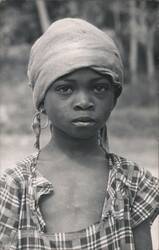 Young Girl in Headwrap and Plaid Shirt Postcard