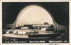 Hollywood Bowl Stage and Shell at Night Postcard