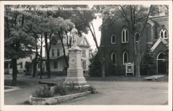 Monument & Presbyterian Church, Theresa, NY Postcard