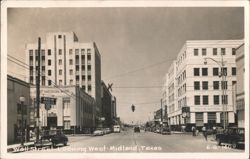 Wall Street Looking West, Midland Postcard