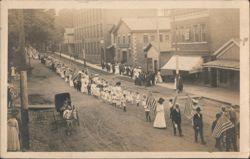 American Flag Parade Procession, Horse-Drawn Carriage Postcard