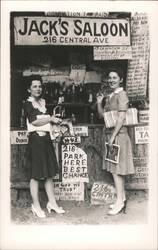 Jack's Saloon, 216 Central Ave, Two Women Postcard