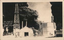Gas Eruption Los Cerritos Oil Fields Postcard