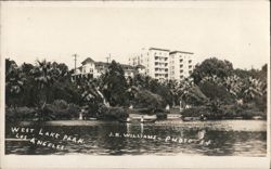 West Lake Park, Los Angeles, Boats & Buildings Postcard