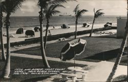Patio and Beach, Inlet Court Hotel Postcard