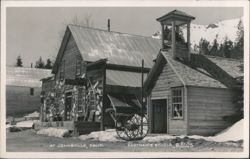 Deserted mine town with water wheels, Johnsville, CA Postcard
