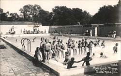 Children & Adults at Municipal Plunge Swimming Pool Postcard