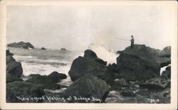 Man Fishing, Good Fishing at Bodega Bay Postcard