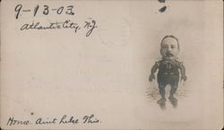 Head-through-Hole: Man in Bathing Suit Caricature, Atlantic City, NJ Postcard