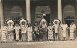 Sioux Indians at Northern Pacific Depot, Mandan, ND Postcard