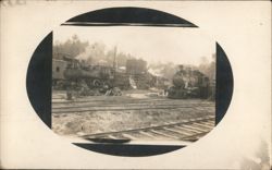 Three Logging Steam Locomotives at Work Postcard