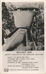 Boulder Dam Artist Conception, Bureau of Reclamation Postcard