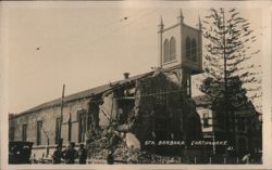 Santa Barbara Earthquake Damaged Church Postcard