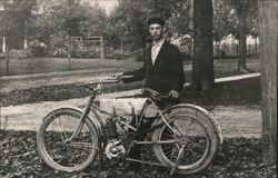 Young Man with Motorcycle, River Edge, NJ Postcard