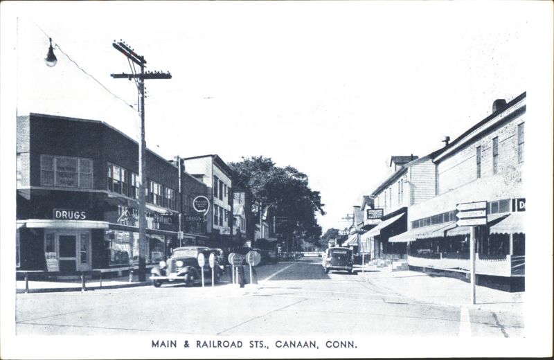 Main & Railroad Streets, Street Scene with Businesses Canaan Connecticut