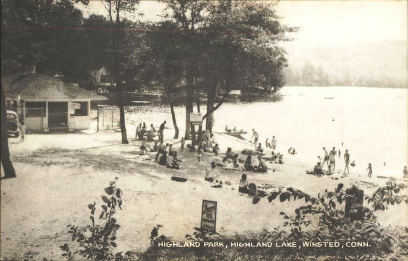 Highland Park, Highland Lake Beach Scene Winsted Connecticut