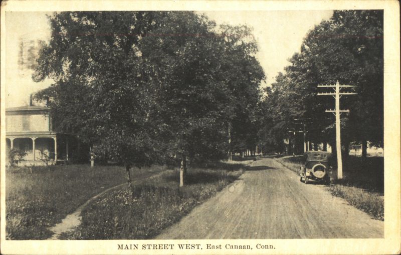 Main Street West, Tree-Lined Road with Car East Canaan Connecticut