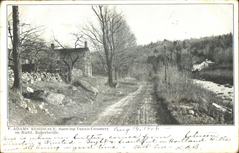F. Adams' Residence, Showing Tunxis Creamery, Robertsville Connecticut