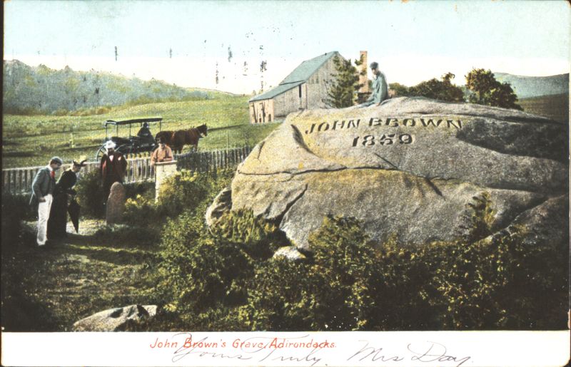 John Brown's Grave 1859 Boulder & Visitors Lake Placid New York