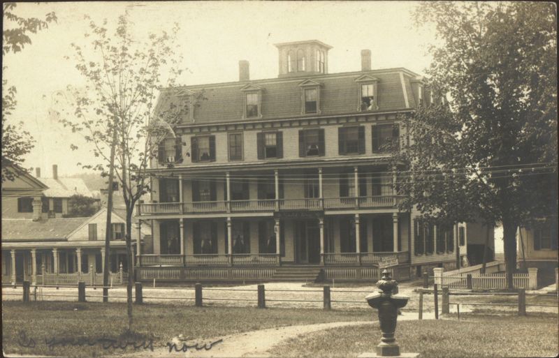 Large Building with Porch and Fountain, Winsted, CT Connecticut