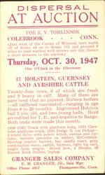 R.V. Tomlinson Cattle & Farm Equipment Auction, 1947 Postcard
