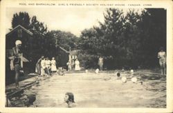 Pool & Bungalow, Girl's Friendly Society Holiday House, Canaan, CT Postcard