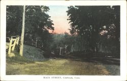 Main Street, Colebrook, CT - Sunset View Postcard