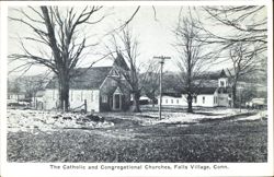 Catholic & Congregational Churches, Falls Village Postcard
