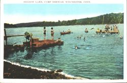 Shadow Lake, Camp Neewah, Swimming & Boating Scene Postcard
