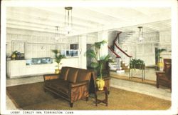 Lobby, Conley Inn, Torrington, Connecticut Postcard