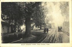 Main Street West with Horse-drawn Wagon & Car Postcard