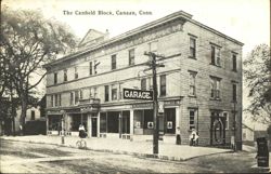 The Canfield Block with Garage, Canaan, CT Postcard
