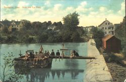 Torrington, CT Hook and Eye Dam Swimmers & Boat Postcard