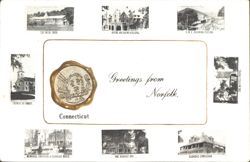 Greetings from Norfolk, CT Multi-View Landmarks Postcard