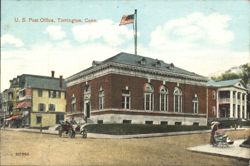 U. S. Post Office with Automobile and People Postcard