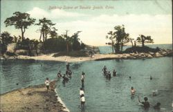Bathing Scene at Double Beach, Conn. Postcard