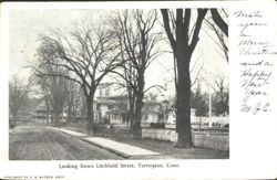 Looking Down Litchfield Street, Torrington, CT Postcard