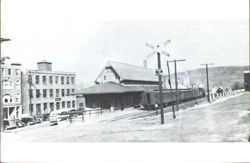 Winsted Depot, C.N.E. Train & Crossing Sign, 1944 (Reproduction) Original Photograph