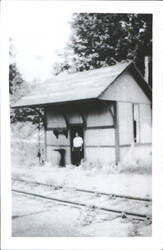 Lawrence CT Railroad Station with Man Postcard