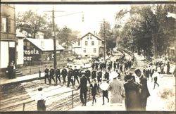 Winsted, CT Main St. at Chestnut Procession Looking West Postcard