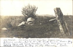 Stone marking site of First Meeting House Postcard