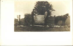 Boulder at Beach Hill with Men & Horse Postcard