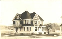 New Home with Round Tower & Porch, Branford, CT Postcard